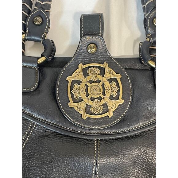 Kate Landry Black Leather Shoulder Bag Buckle Boho Purse - Picture 10 of 11